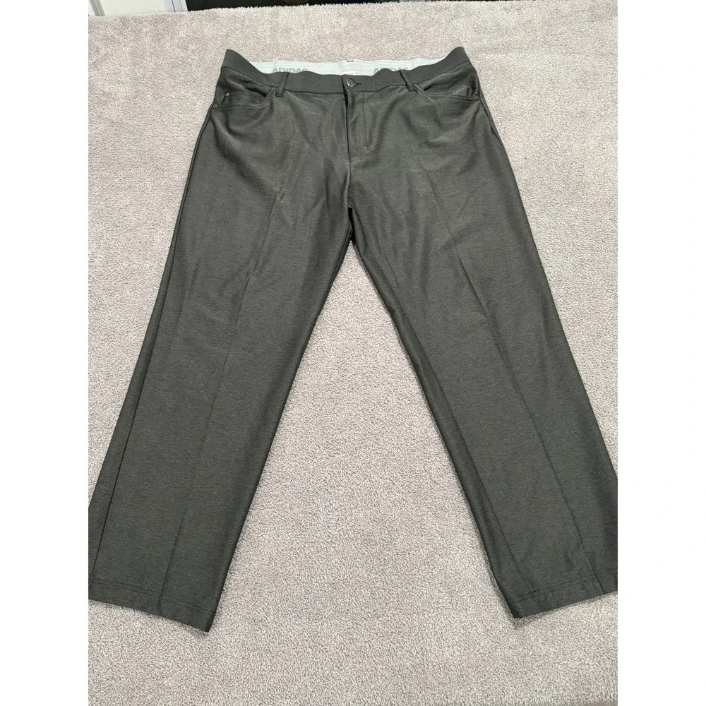 Adidas Golf Pants Men's 36x30 Gray Stretch Trousers Activewear Casual Flat Front